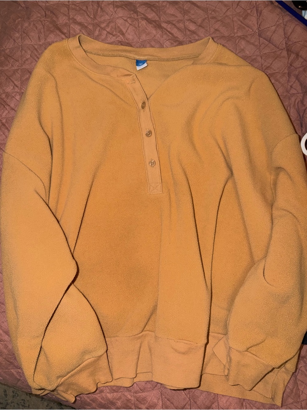 Old Navy Mustard Crewneck Button Henley Sweater
